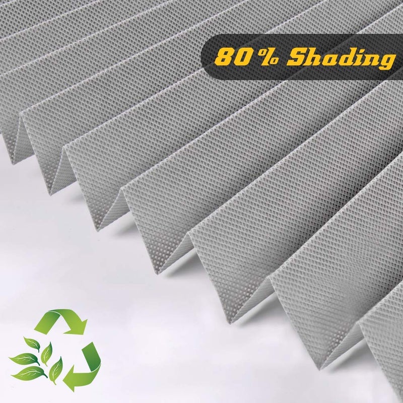 SEEYE Light Filtering Temporary Blinds Cordless Shades Fabric Pleated Fabric Shade Easy to Cut and Install, 36" W x 72" L - 3 Pack, Grey, with 6 Clips - Image 4